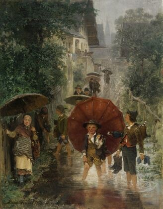 Nach der Schule (Kinder im Regen)