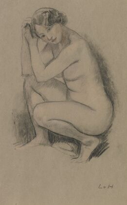 Naked crouching girl