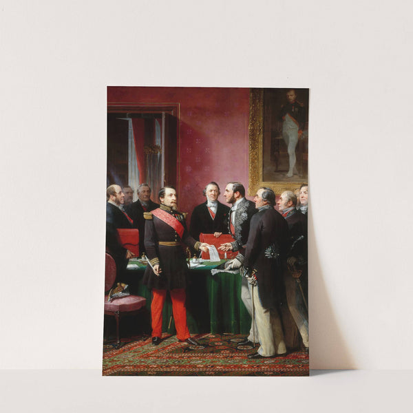 Napoléon III remettant au baron Haussmann le décret d’annexion des communes limitrophes (16 février 1859). (1865) by Adolphe Yvon