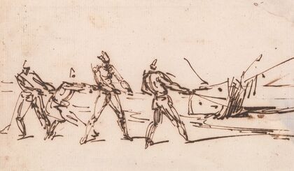 Natives Hauling a Boat