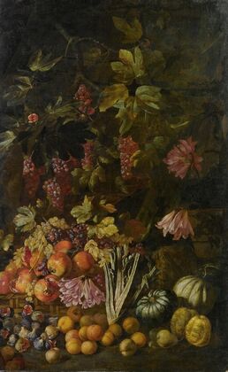 Natura Morta Di Fiori E Frutta