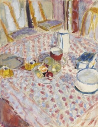 Nature morte sur une nappe à carreaux rouges — size preview