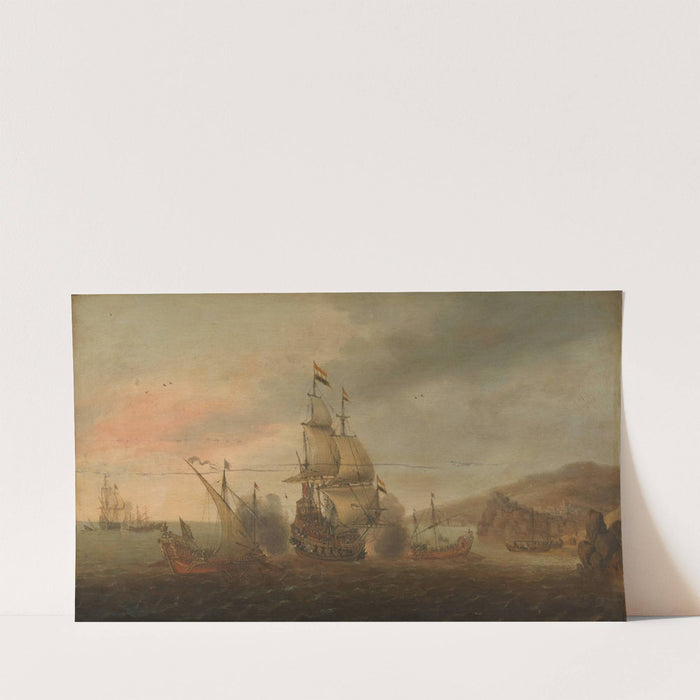 Naval Battle between Dutch Men-of-War and Spanish Galleys (c. 1633 - c. 1650) by Cornelis Bol