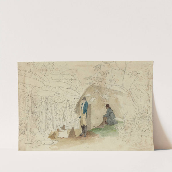 Negro hut with figures in plantain walk by William Berryman