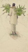Negro man carrying plantains on pole