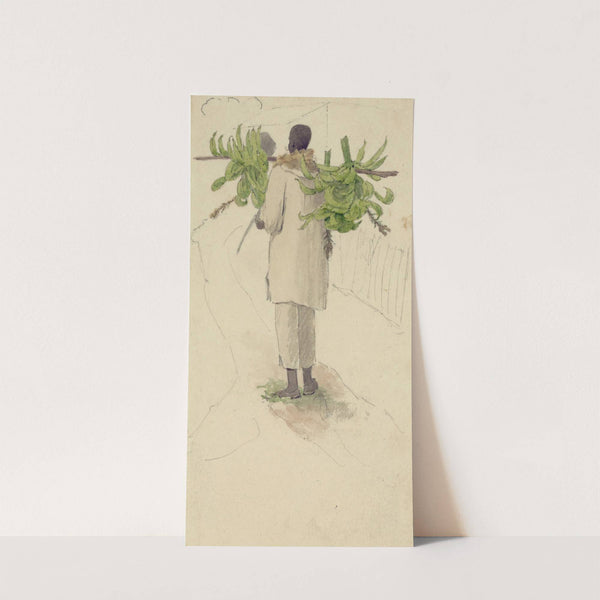 Negro man carrying plantains on pole by William Berryman