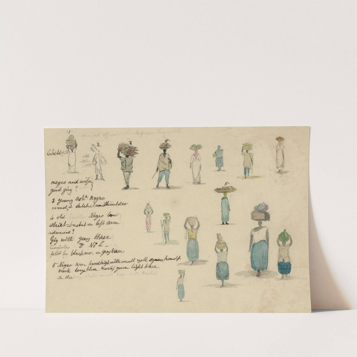 Negro portraits, 16 small drawings with notations by William Berryman