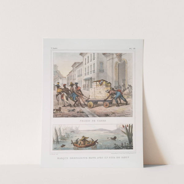 Nègros de carro; Barque brésilienne faite avec un cuir de boeuf by Jean Baptiste Debret