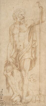 Neptune Holding a Trident and Standing on a Dolphin