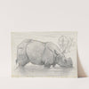 Neushoorn in het water by August Allebé
