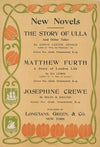 New novels, the story of Ulla … Mathhew Furth … Josephine Crewe