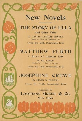 New novels, the story of Ulla … Mathhew Furth … Josephine Crewe