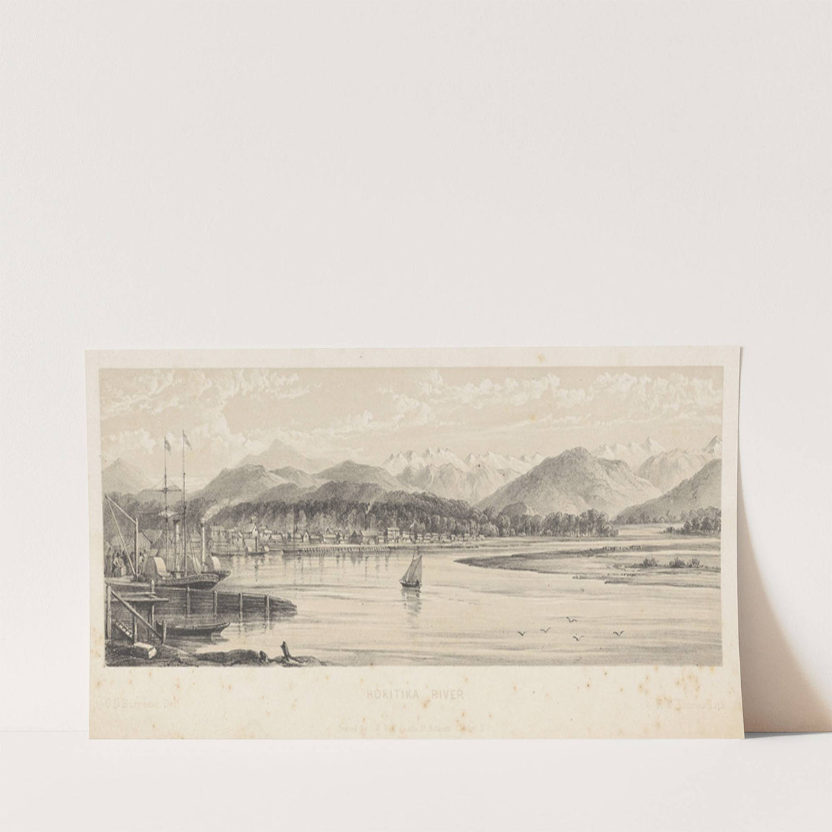 New Zealand Graphic and Descriptive. Plate IV. Hokitika River. (1877) by Charles Decimus Barraud