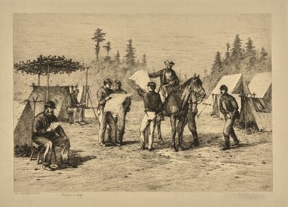 Newspapers in camp. (1876)