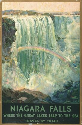 Niagara Falls, where the Great Lakes leap to the sea. Travel by train (1925)