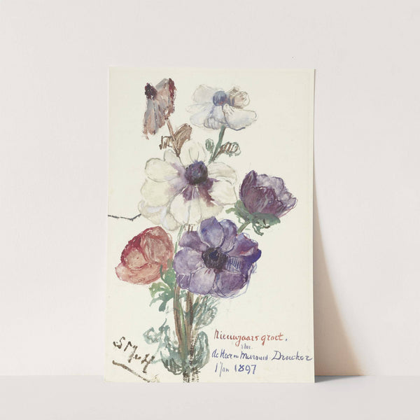 Nieuwjaarsgroet met anemonen by Sientje Mesdag Van Houten