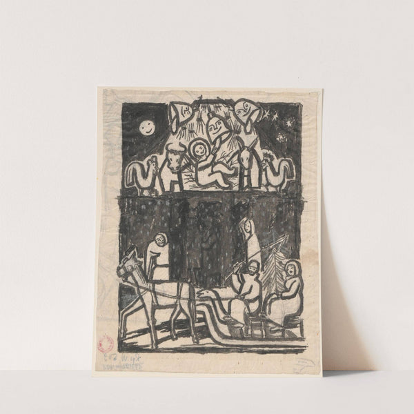 Niezrealizowany projekt il. do ‘Kolędy, W Olbrzymiem Mieście’ w ‘Pastorałkach’ (1924) by Tadeusz Makowski