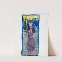 Night scene with a woman walking and men in top hats in the background (1895–1897) by Maurice Prendergast