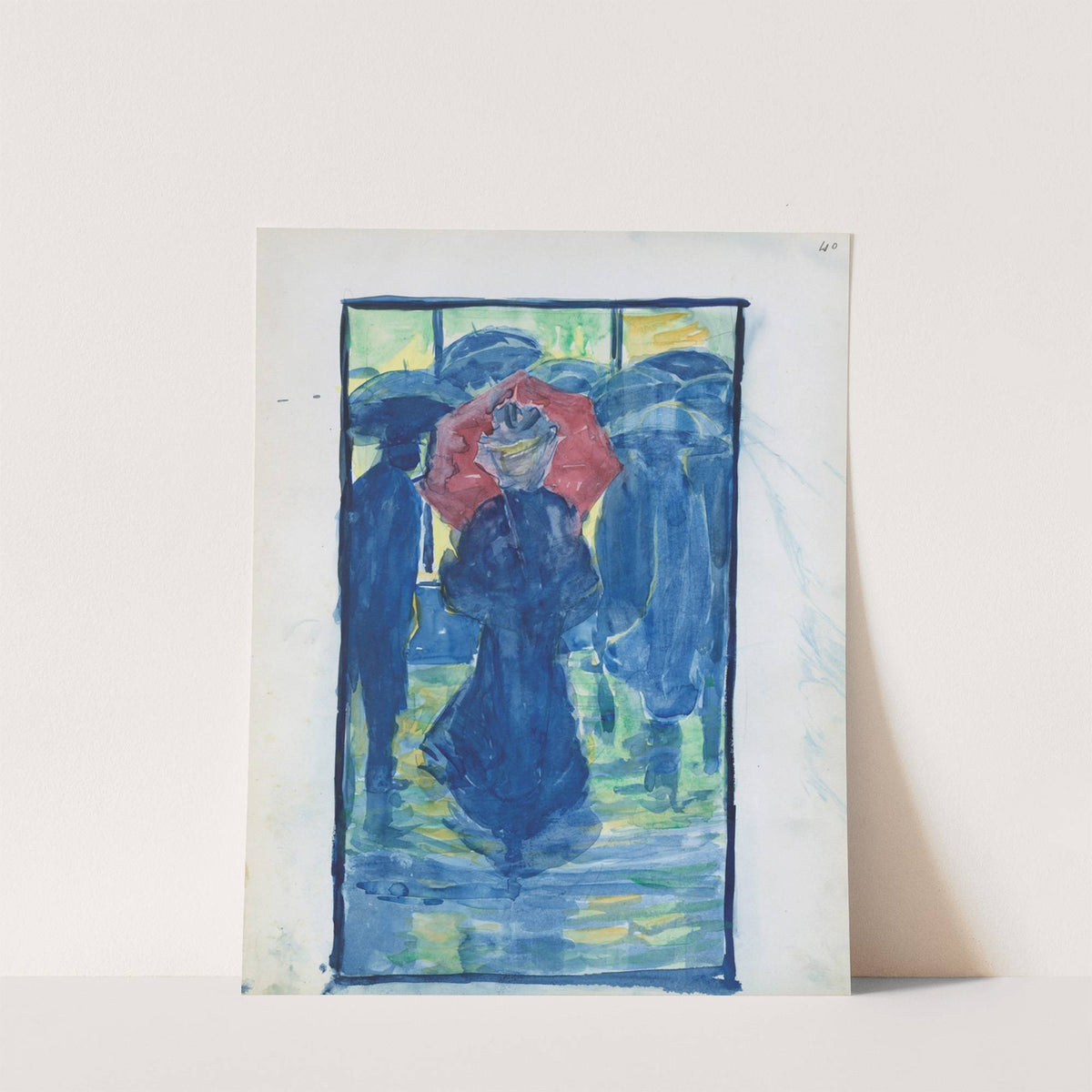 Night scene with figures carrying umbrellas (1895–1897) by Maurice Prendergast