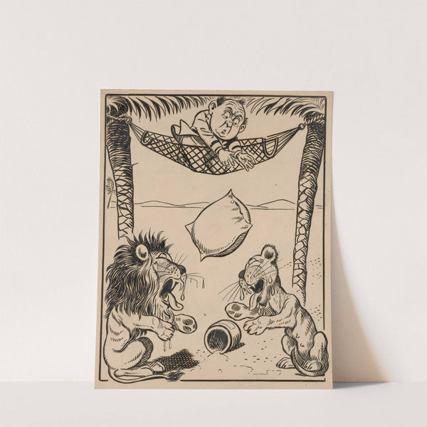 Six comic strip frames of two chivalrous men with woman in rain storm Pl.1 (1897) by Franklin Morris Howarth