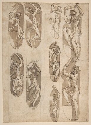 Nine Studies of the Moses in Santa Maria della Steccata, Parma