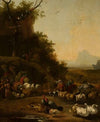Noah’s family and animals in front of the ark (1662)