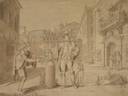 Nobleman Giving Alms to Beggar in Piazza near the Coliseum