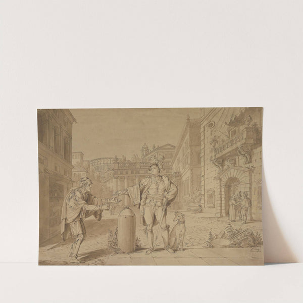 Nobleman Giving Alms to Beggar in Piazza near the Coliseum by Conrad Martin Metz