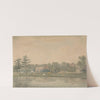 North East View of a House at Ringmer with Cattle and Sheep by a Pond by James Lambert of Lewes