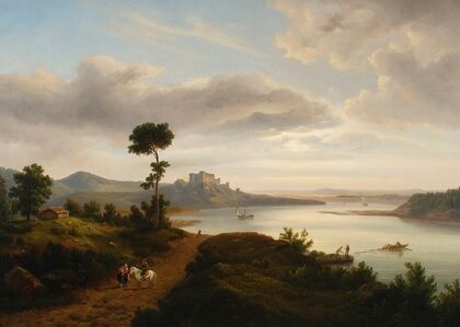 Northern landscape with a lake and a castle (1863) — size preview