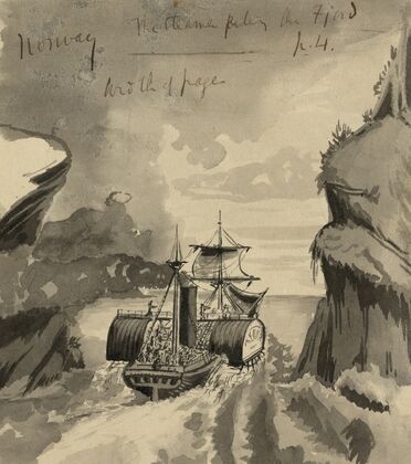 Norway, the steamer parting the fjord