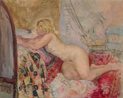 Nu allonge contre un lit (Marinette)