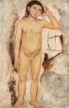 Nude little girl with a raised hand