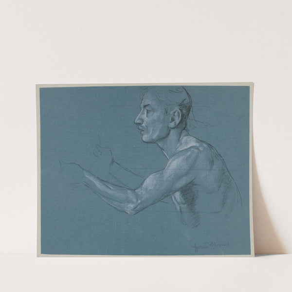 Nude Male in Half-Length Portrait with His Hands Stretched Forward (1907) by Hans Thoma