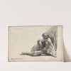 Nude Man seated on the Ground with one Leg extended by Rembrandt van Rijn