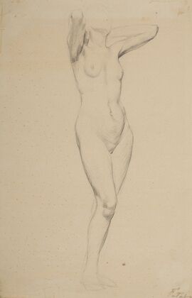 Nude of a standing woman with her arms clasped behind her head (1900-1906)