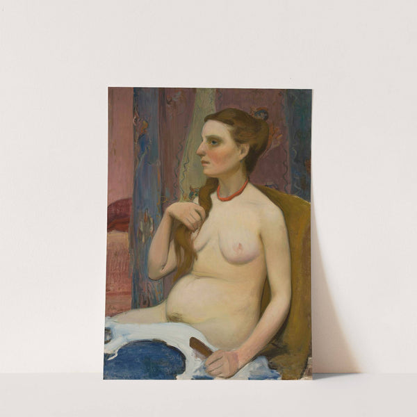 Nude of a woman combing her hair (circa 1909) by Władysław Ślewiński