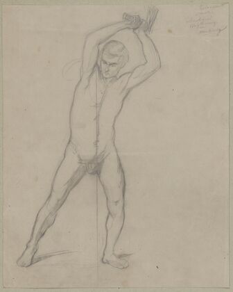 Nude sketch to the executioner with an axe to the painting ‘Martyrdom of St. Matthias’