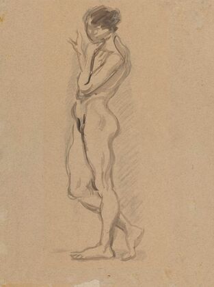 Nude standing sideways