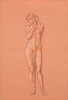 Nude study for attendant figure holding a spear in The Sleep of Arthur in Avalon