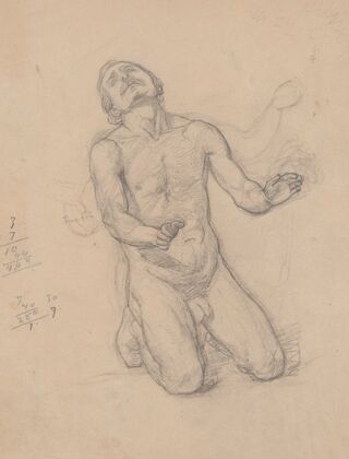 Nude study to the figure of St. Matthias to the painting ‘Martyrdom of St. Matthias’ (1866-1867)