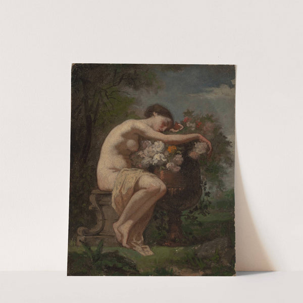 Nymph Next To A Flower Urn,Study (1846 - 1896) by August Jernberg