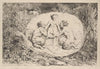 Nymph supported by two satyrs