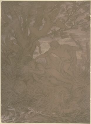 Oberon befreit Titania im Beisein des in einen Esel verwandelten Nick Bottom von der Wirkung des Liebesnektars
