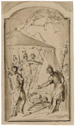 Odysseus and Ajax fighting over the armour of Achilles