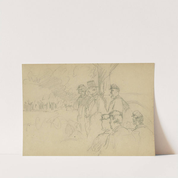 Officers and gentlemen watching a ceremony from a tree by Alfred Rudolph Waud
