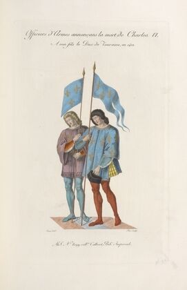 Officiers d’armes annonÃ§ans la mort de Charles VI, Ã  son fils le duc de Touraine, en 1422.