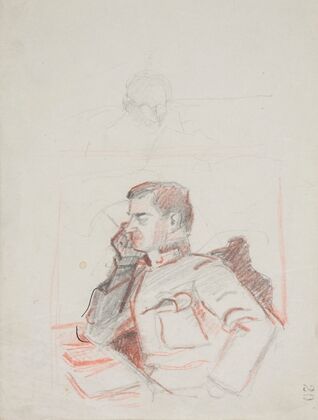 Oficer Legionu Ukraińskich Strzelców Siczowych (1914-1920) siedzący z głową wspartą na ręce