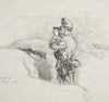 Oficer Legionu Ukraińskich Strzelców Siczowych (1914-1920) w okopie obserwujący przez lornetkę przedpole
