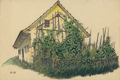 Ohne Titel (Bauernhaus mit Vorgarten)